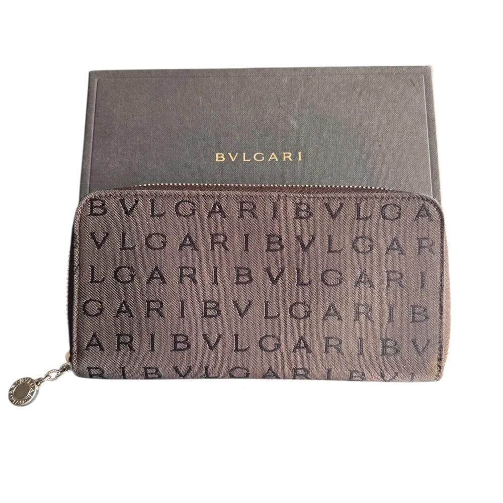 BVLGARI denim zippy wallet with box